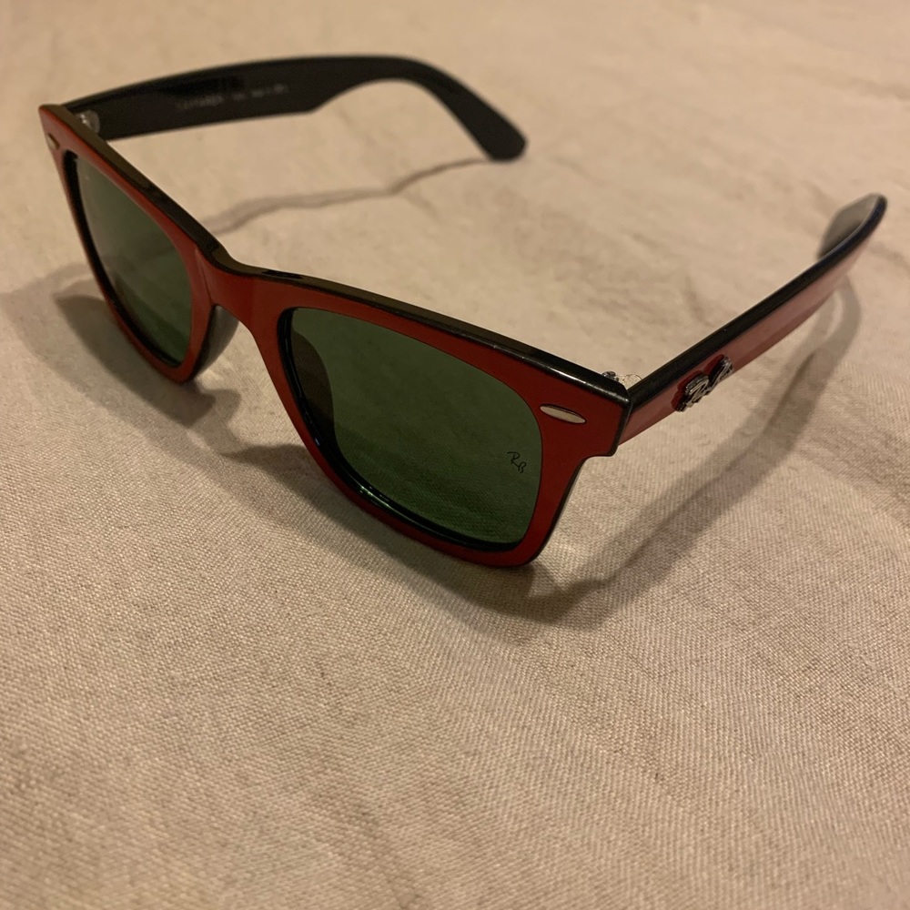 Ray-Ban Red Wayfarer Sunglasses with Case. Barely Worn.